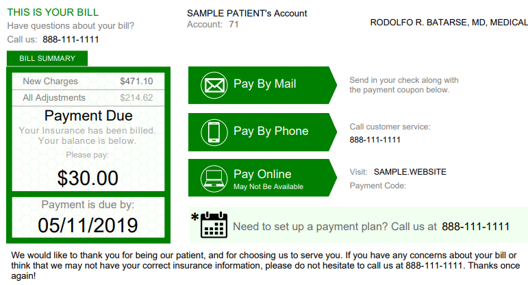 Utility billing statement 